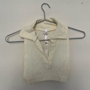 Crop top ivory with collar 1970s style